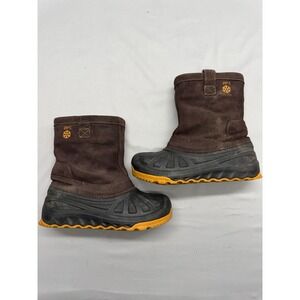 UGG AUSTRALIA Evertt Suede Duck Boot Youth Sz 4 Brown Shearling Lining *Read